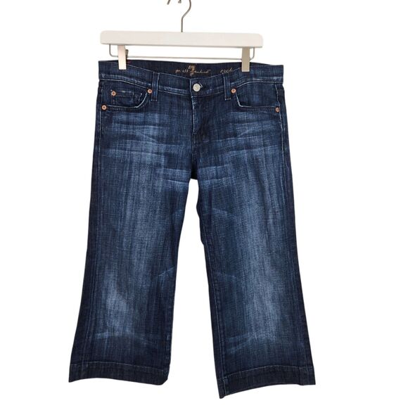 7 FOR ALL MANKIND DOJO Jeans Womens 28 Dark Blue Dojo Crop Jeans Cropped Dojos - Picture 3 of 12
